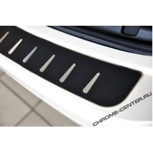 Накладка на задний бампер (carbon) Chevrolet Aveo 4D/5D (2011-)